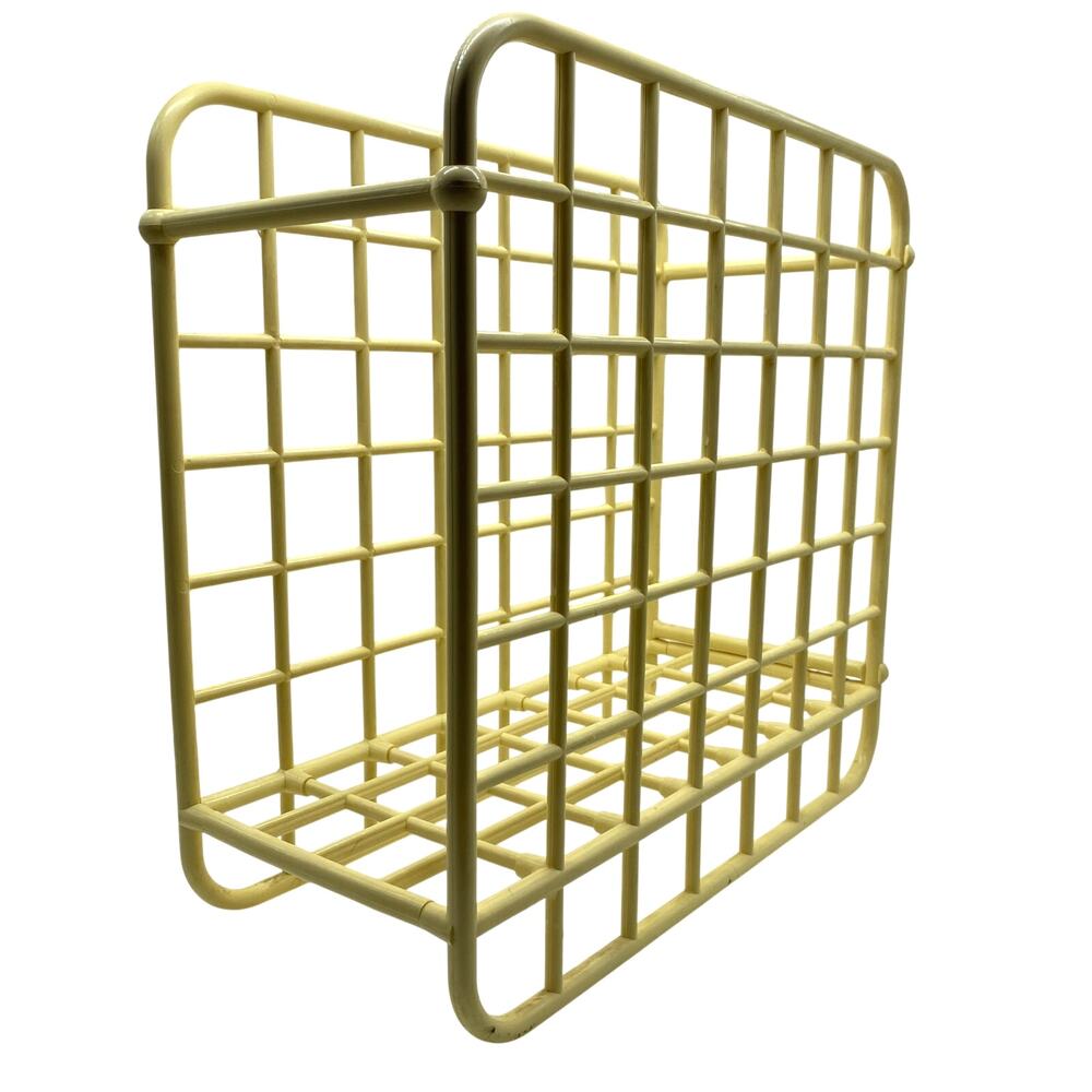 Yaffa Tan Modular Grid Catch All Magazine Rack Record Holder 1982 Collapsible